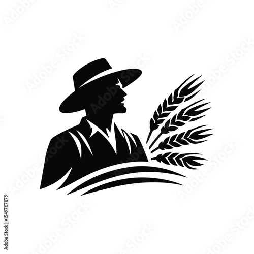 farmer vector silhouette clip art logo design illustration