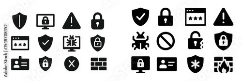 Security icons representing online protection and data privacy measures in a digital environment
