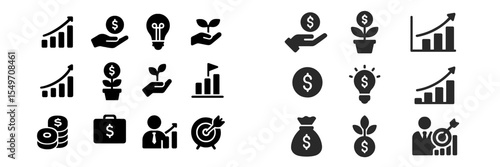 Business growth symbols illustrating finance, investment ideas, and development strategies for startups and entrepreneurs
