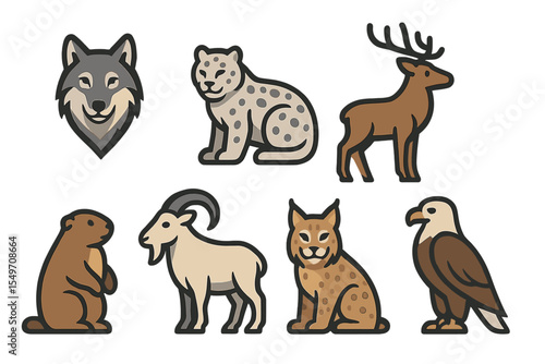 Diverse wildlife illustrations featuring various animal species in stylized designs