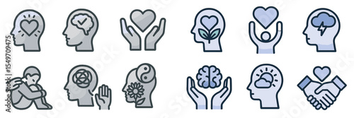Exploring mental wellness through symbols of love, healing, and mindfulness in a creative illustration