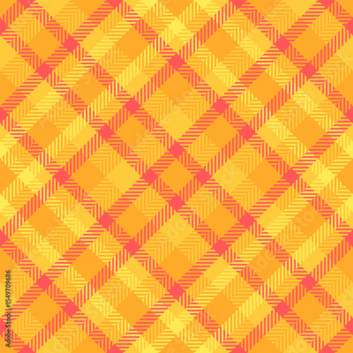 Vibrant yellow and coral plaid pattern.  Perfect for textile design, apparel, website backgrounds, or any project needing a sunny, energetic feel.
