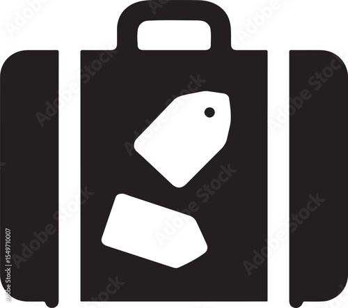 Silhouette vector of a suitcase with travel tags, ideal for travel, vacation, tourism, and adventure-themed designs.