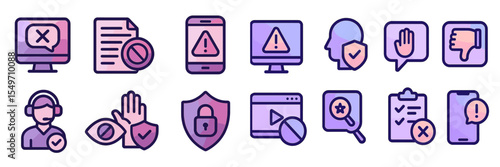 Icons representing digital security and online safety measures for users on various devices and platforms