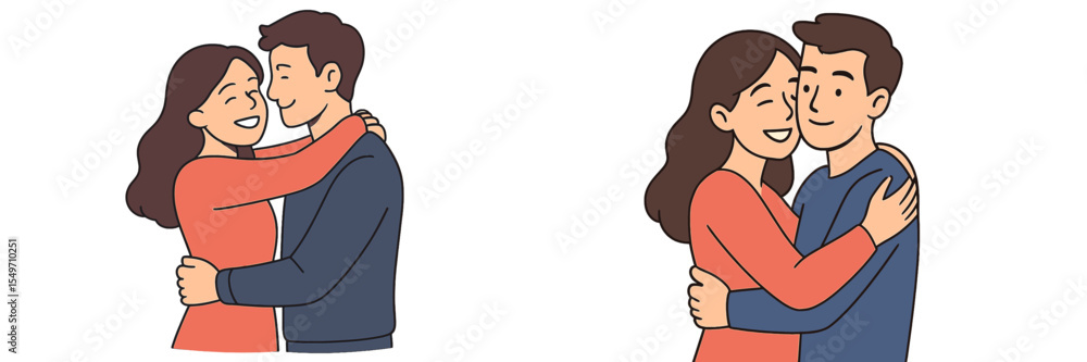 Couple sharing a warm embrace and smiling at each other in a cheerful moment indoors Couple sharing a warm embrace and smiling at each other in a cheerful moment indoors
