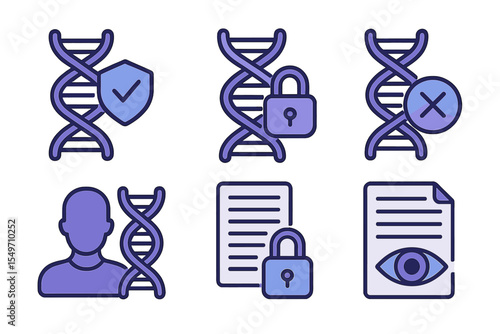Illustration of DNA security concepts showcasing privacy, protection, and unauthorized access