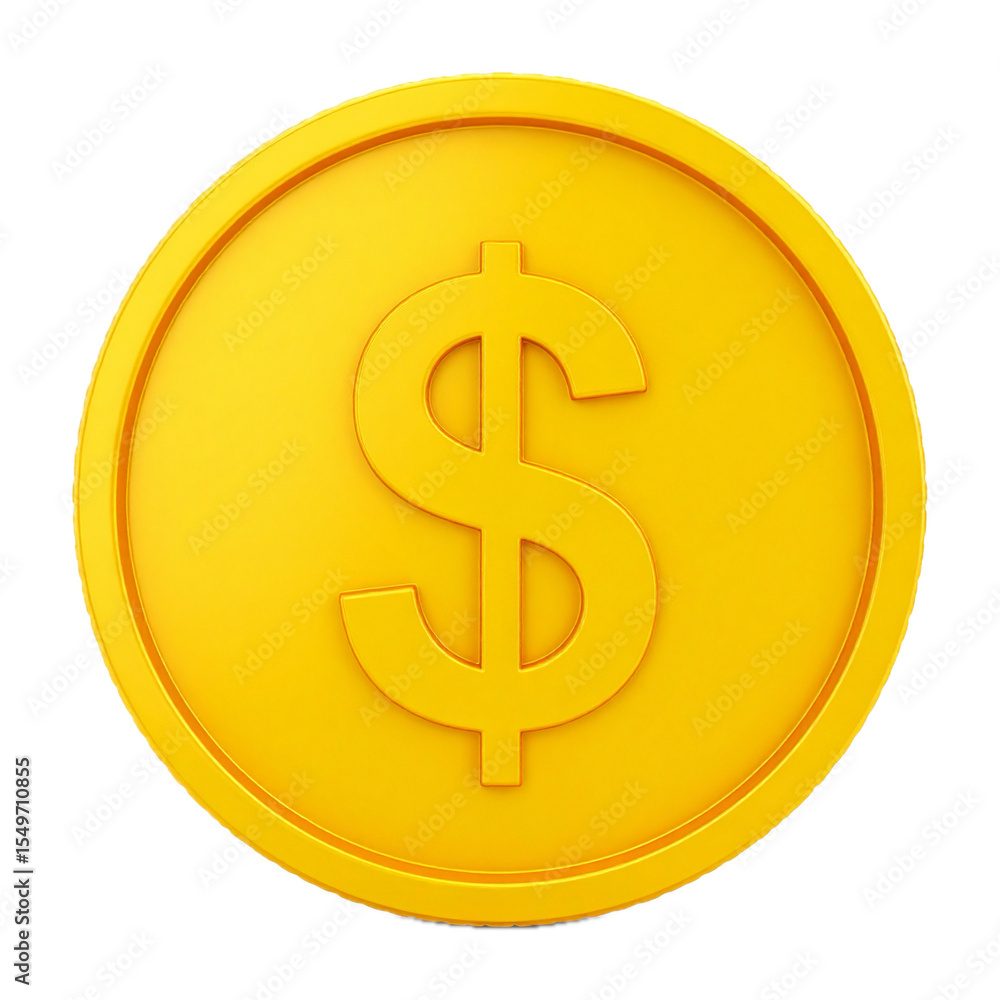 Coin money dollar currency yellow rich isolated white background Coin money dollar currency yellow rich isolated white background