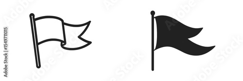 Unique flag designs featuring a waving pattern on a simple rod, showcasing different styles and shapes of flags