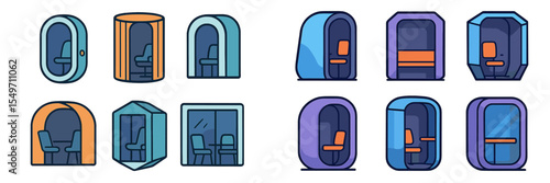 Stylish modern work pods designed for collaborative and individual use in an office setting