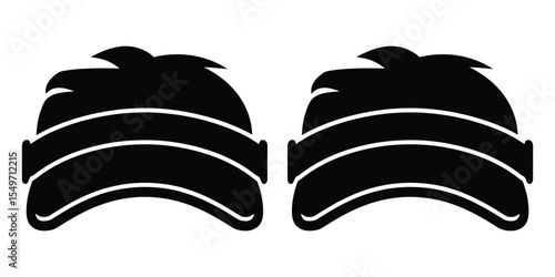 Simple, black silhouette of two safety visor caps, likely for industrial or construction use.