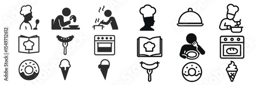 Chefs in action cooking and preparing food with various culinary tools in a kitchen setting