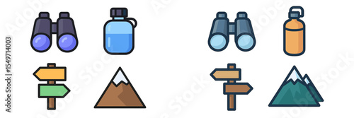 Exploring nature with binoculars and a water bottle in the mountains during outdoor adventures