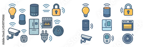 Smart home devices showcase various gadgets for enhanced security and convenience in modern living spaces