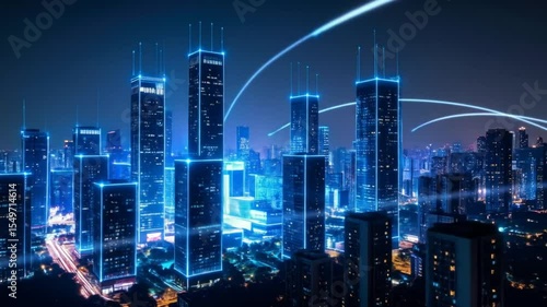 Wallpaper Mural Futuristic Metropolis Illuminated by Data Streams: A Cyberpunk Cityscape at Night Torontodigital.ca