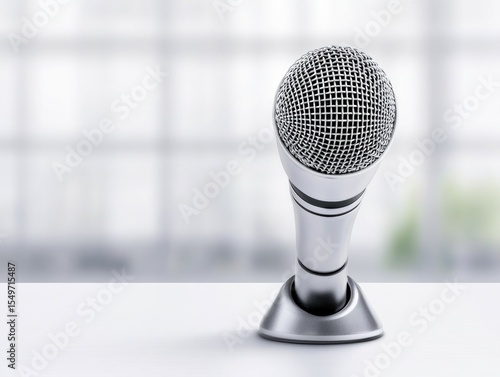 Silver microphone on a stand