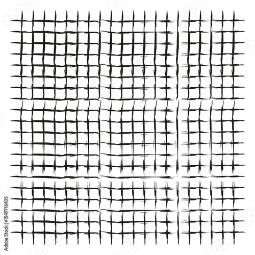 Square grid network. Mesh pattern design. Geometric lattice structure. Vector cell framework.