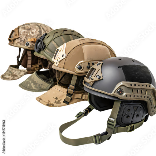 Tactical Helmets Camouflage Desert and Black isolated on transparent baackground