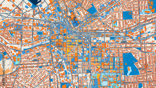Tableau sur toile Colorful Syracuse Street Map with Labels and Buildings