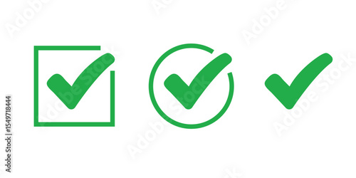 Free Download Green check mark and red cross icon set. Circle and square. Tick symbol in green color, vector illustration.
 - GFXLoad