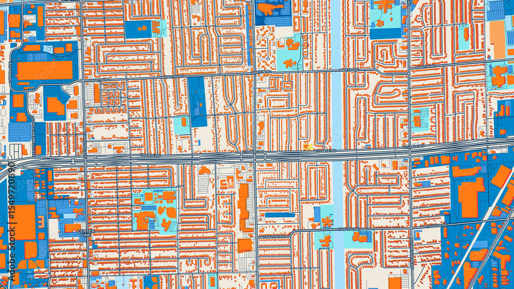 Fototapeta premium Colorful Warren Street Map with Labels and Buildings