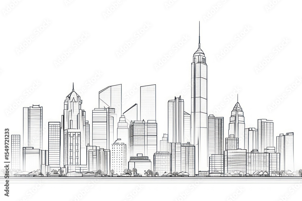 Fototapeta premium High Buildings sketch metropolis building.