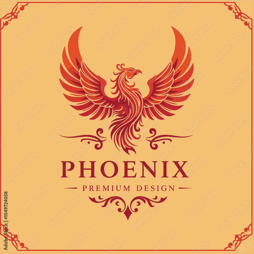 Fototapeta premium Phoenix logo design template. Vector Illustration