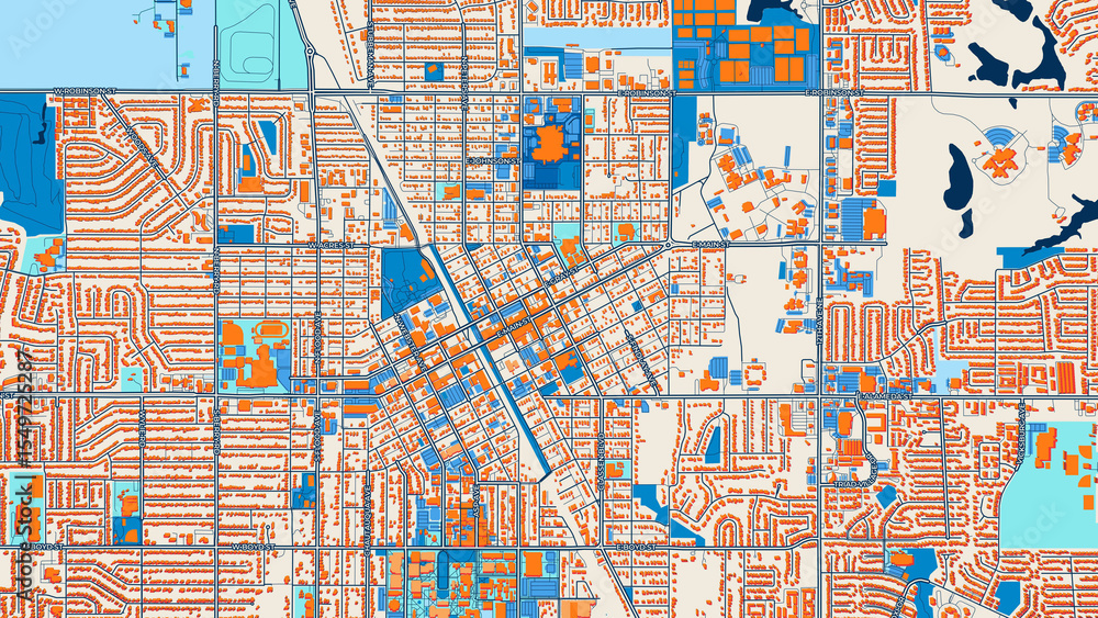 Obraz premium Colorful Norman Street Map with Labels and Buildings