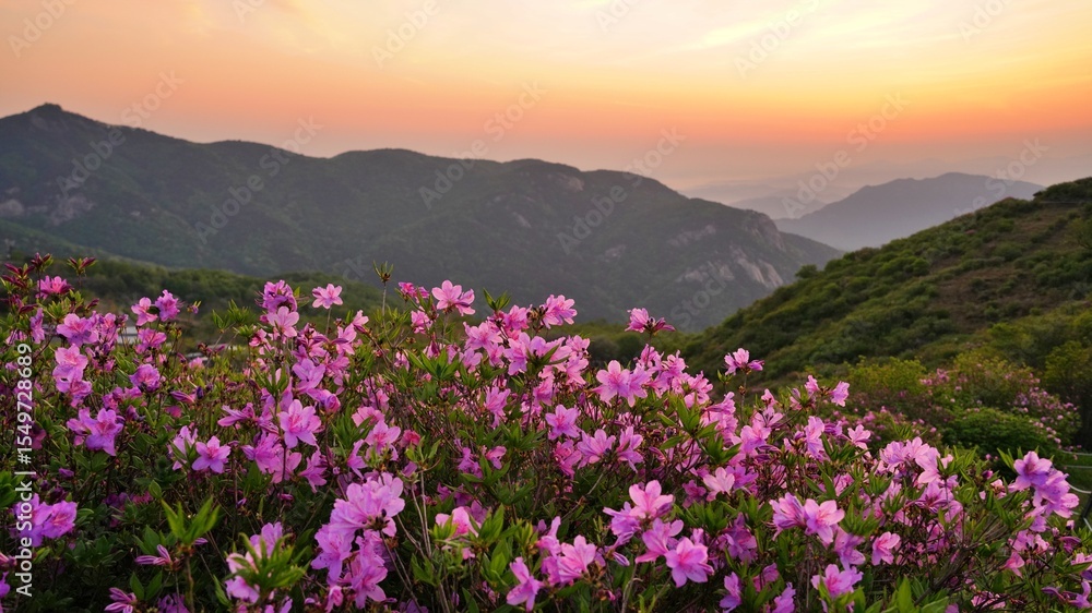 Fototapeta premium Beautifully blooming Hwangmaesan Mountain scenery