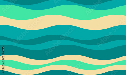 Serene abstract wavy pattern in calming teal, mint, and beige tones.  Perfect for backgrounds, website design, textiles, or any project needing a soothing, summery vibe.