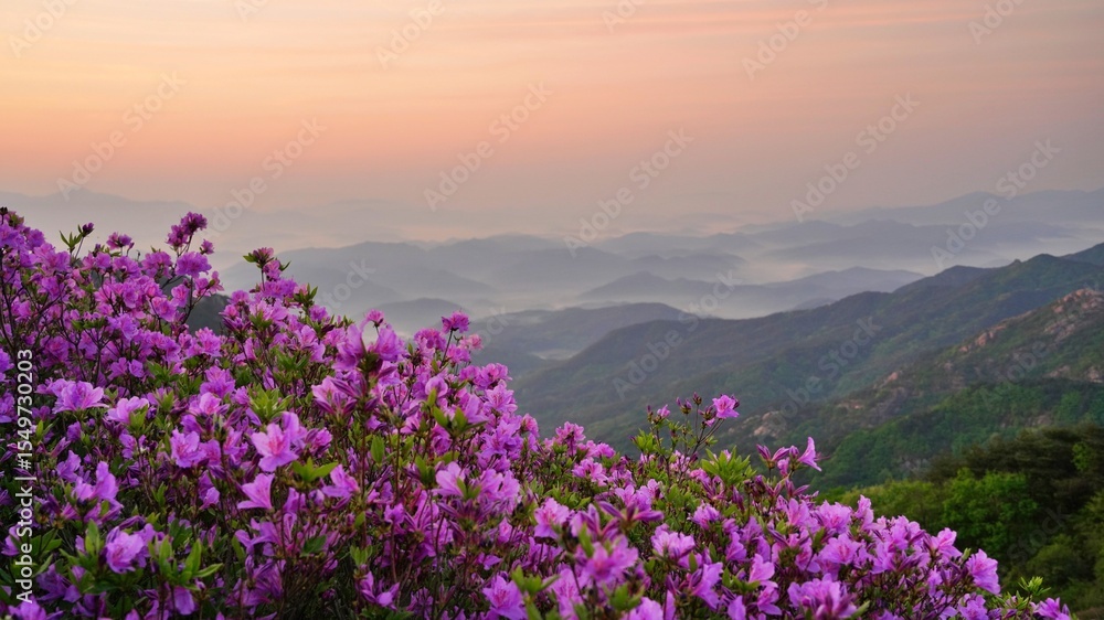 Beautifully blooming Hwangmaesan Mountain scenery Beautifully blooming Hwangmaesan Mountain scenery
