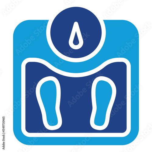 Weight Scale - Dual Tone Glyph Blue Fill Silhouette Style Icon - body scale with a measurement dial, symbolizing weight tracking