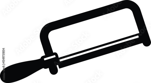 Black Silhouette Illustration of a Hand Saw Tool on a White Background