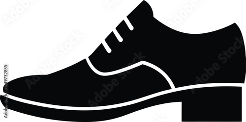 Elegant Black Leather Oxford Shoe Isolated on White Background Side View
