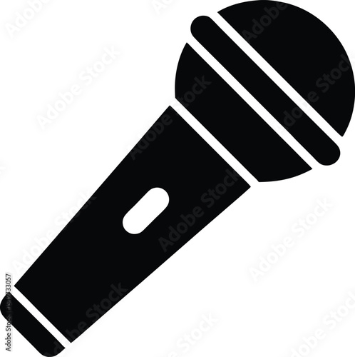 Simple Black and White Microphone Icon for Karaoke Singing and Public Speaking Events