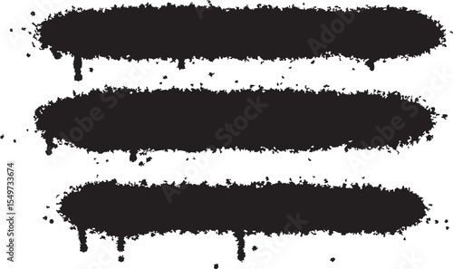 Three Horizontal Spray Paint Splatter Banners with Drips