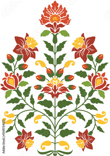 Traditional flower motif illustrations. Beautiful Mughal hand drawn floral motifs.
