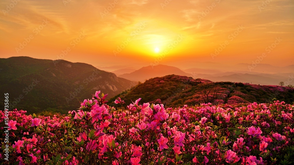 Fototapeta premium Beautifully blooming Hwangmaesan Mountain scenery