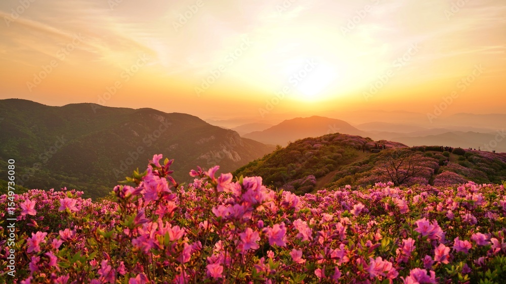 Beautifully blooming Hwangmaesan Mountain scenery Beautifully blooming Hwangmaesan Mountain scenery
