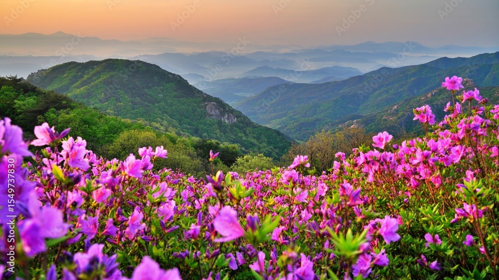 Obraz premium Beautifully blooming Hwangmaesan Mountain scenery