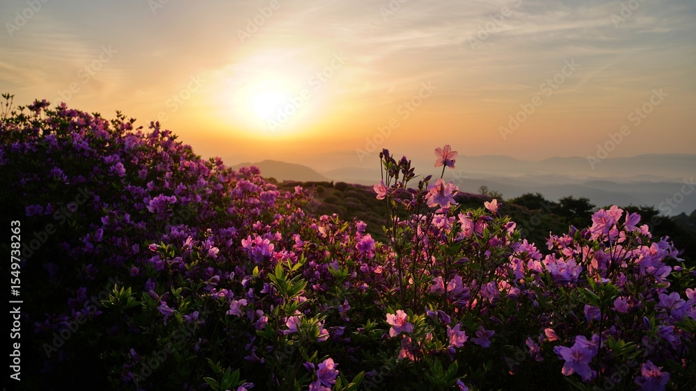 Obraz premium Beautifully blooming Hwangmaesan Mountain scenery