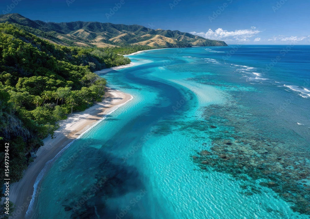 Aerial view of the Great Barrier Reef, Australia. Focused on vibrant blue waters and intricate coral reefs, with a clear sky in the background. Aerial view of the Great Barrier Reef, Australia. Focused on vibrant blue waters and intricate coral reefs, with a clear sky in the background.