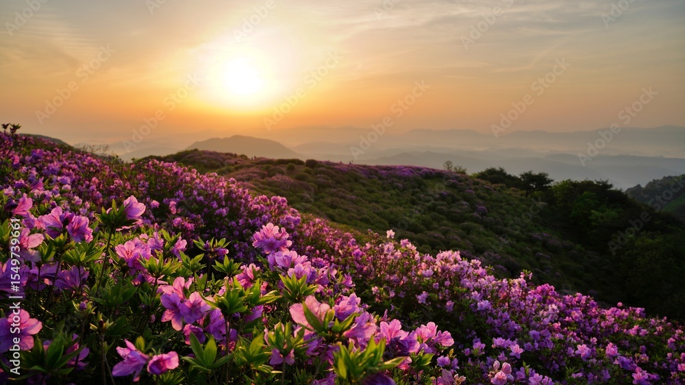 Beautifully blooming Hwangmaesan Mountain scenery Beautifully blooming Hwangmaesan Mountain scenery