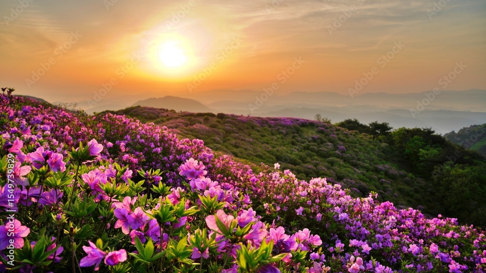Obraz premium Beautifully blooming Hwangmaesan Mountain scenery