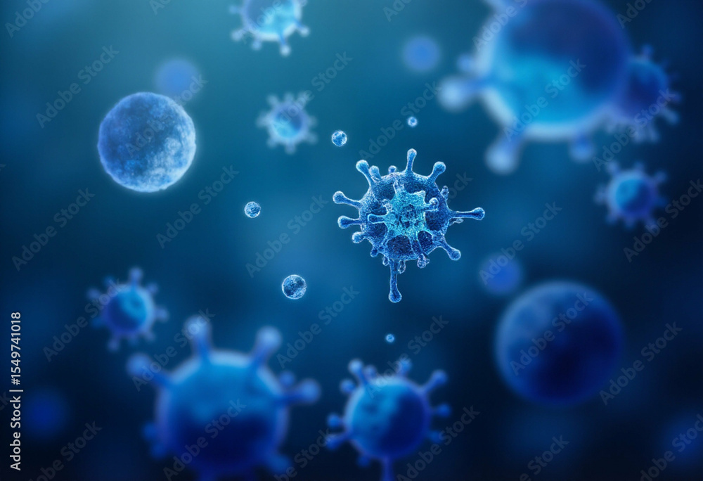 Obraz premium 3D Virus Cell on Microscopic