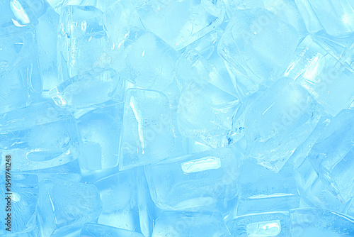 Cubes of clear ice as background, closeup