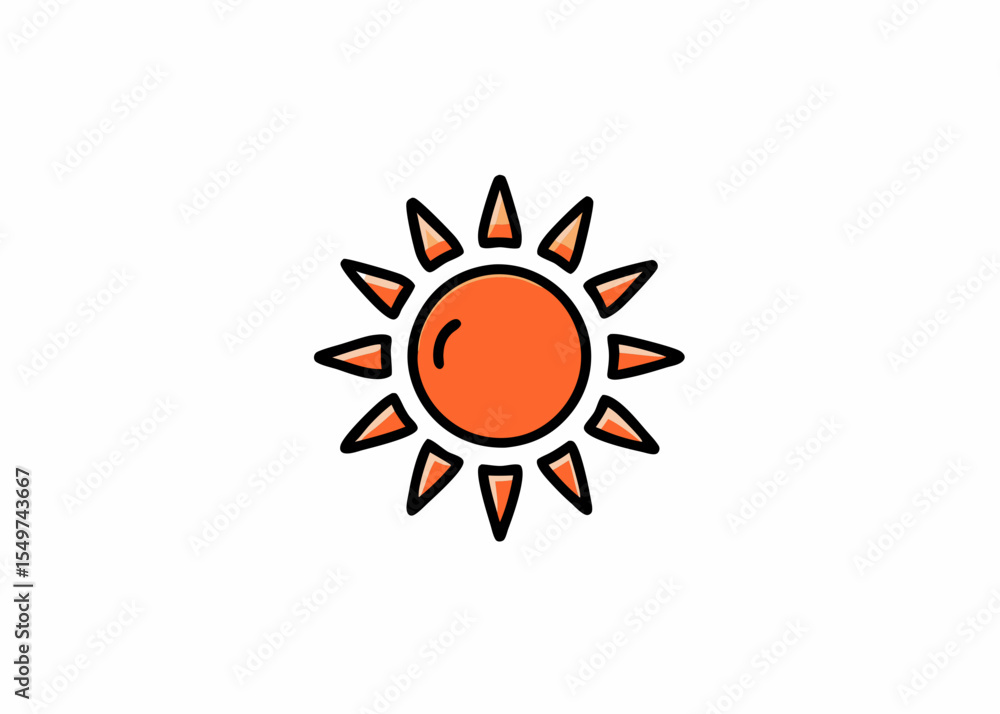 Naklejka premium Cute sun isolated on a white background. Vector hand-drawn illustration in flat style