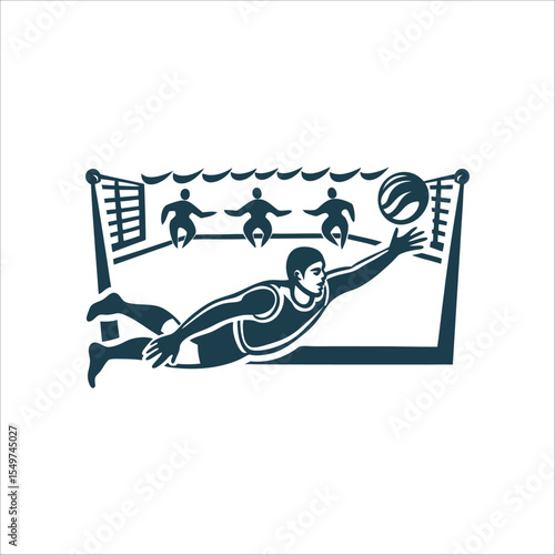 Dynamic Foosball Player Dive Save Illustration A player diving to save the ball