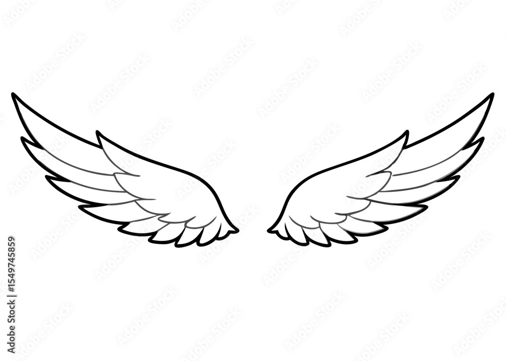 Obraz premium Angel wings, bird wings collection hand drawn line art vector illustration 