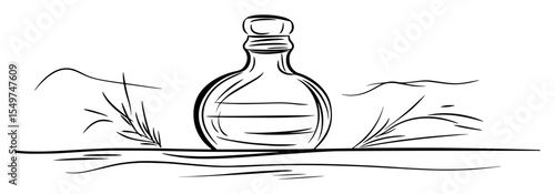 magic potion bottle black and white vector art