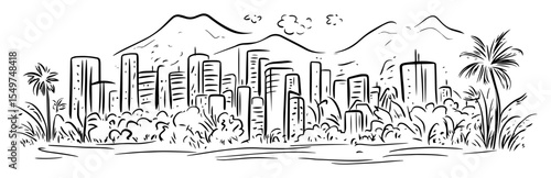 seoul city skyline with mountains